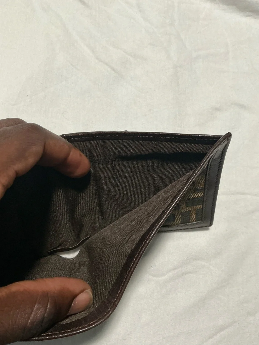 Fendi Brown and Dark Brown FF Logo Money Clip Wallet